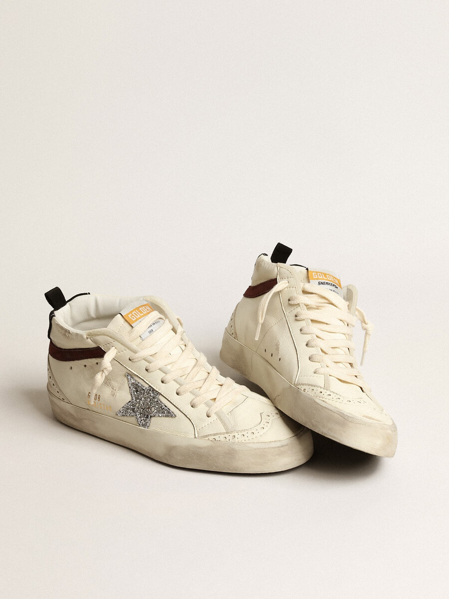 mid star ltd in wit nappaleer met zilveren glitterster