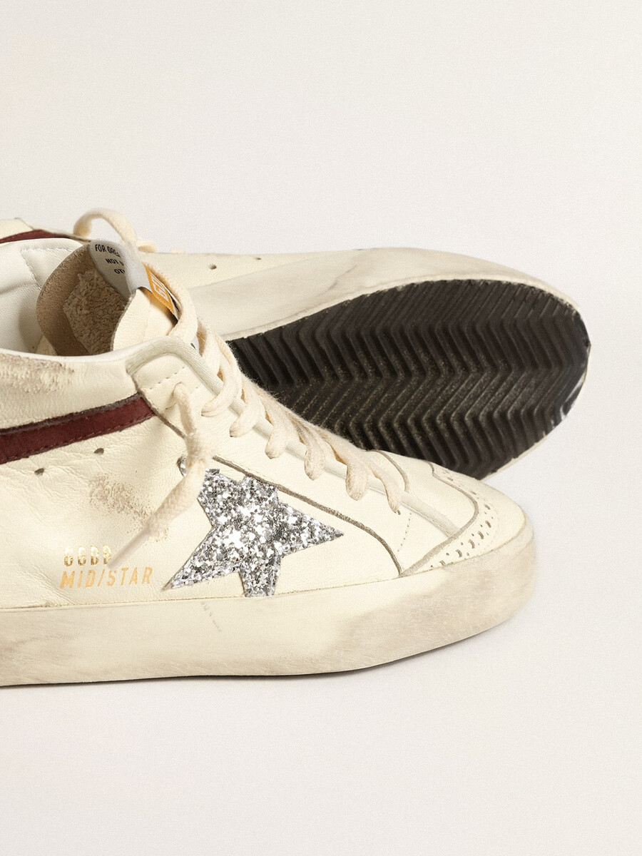 mid star ltd in wit nappaleer met zilveren glitterster