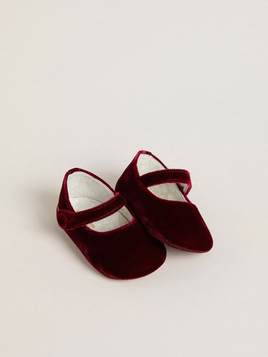 sofi baby ballerinas in bordeauxrood fluweel en suède.