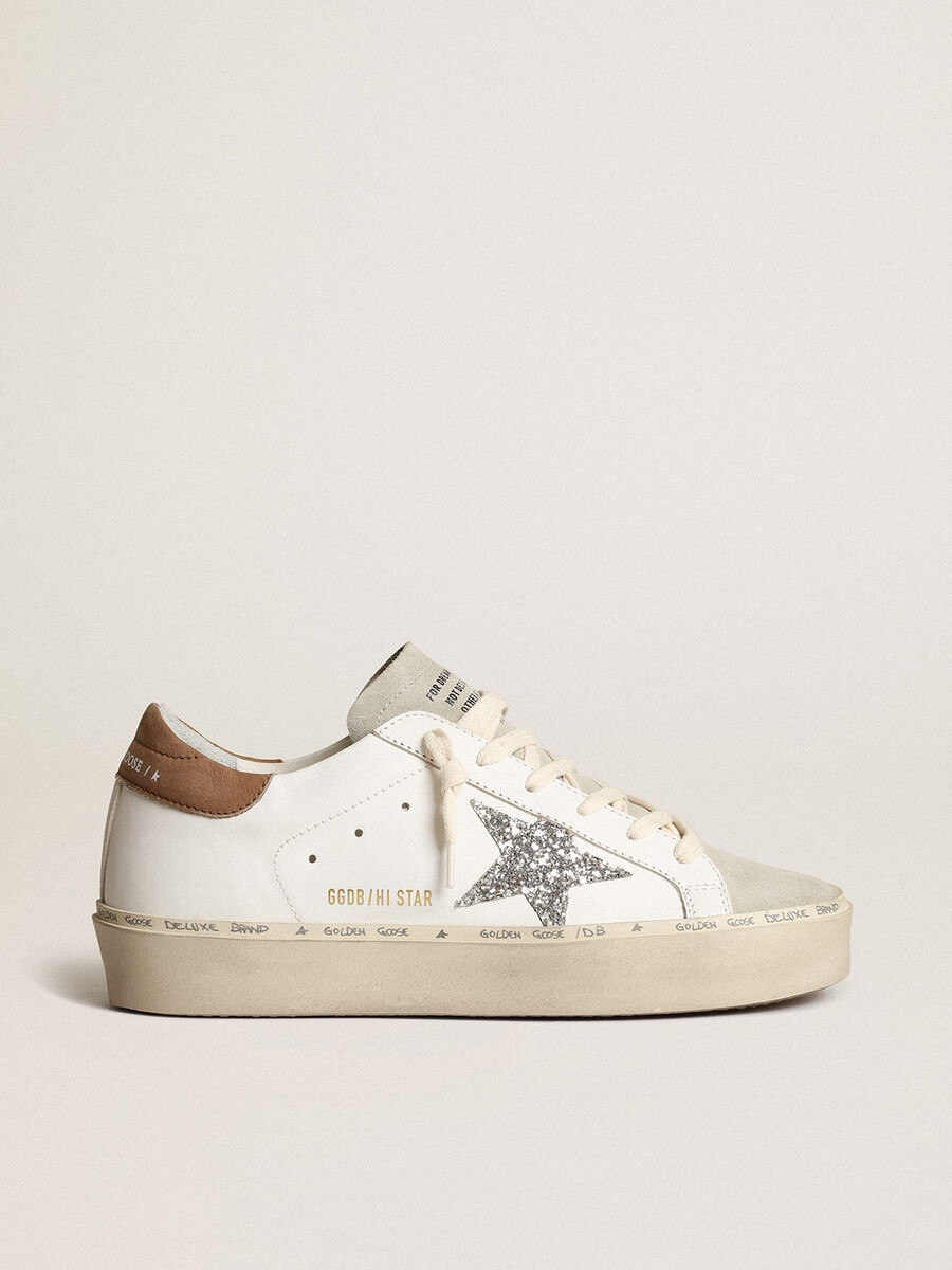 dames hi star met zilveren glitterster en duifgrijze nubuck hielband
