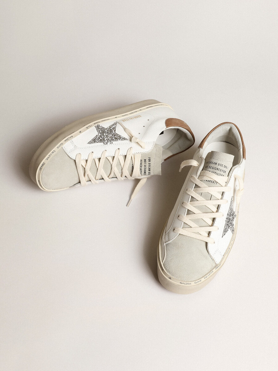 dames hi star met zilveren glitterster en duifgrijze nubuck hielband