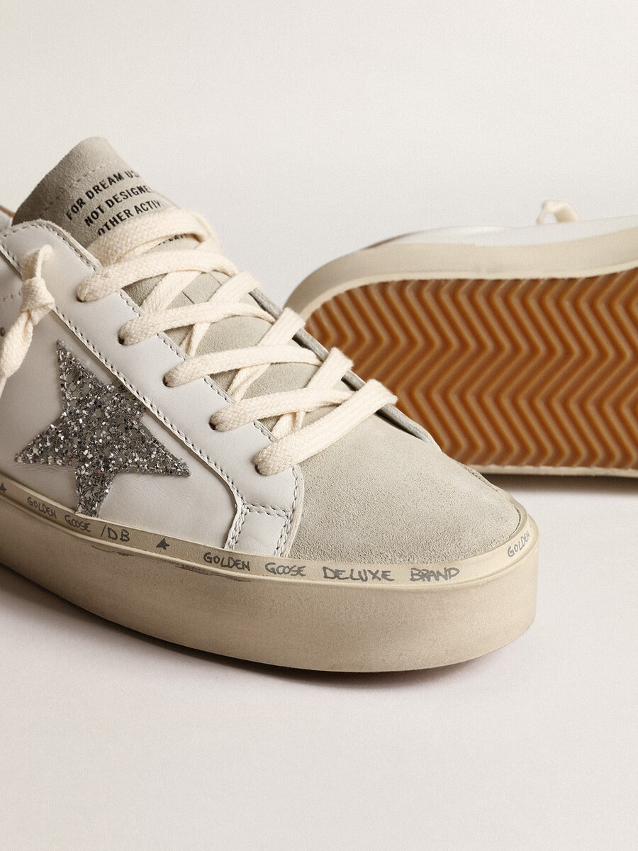 dames hi star met zilveren glitterster en duifgrijze nubuck hielband