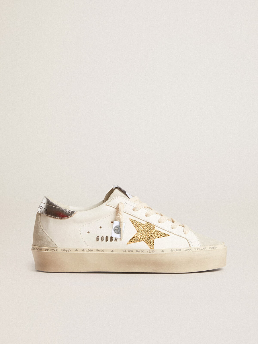 hi star met swarovski kristallen ster en zilverkleurig leren hielstuk.
