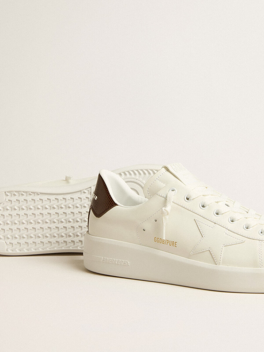 purestar met witte ster en bordeauxrode hielband met hagedissenprint