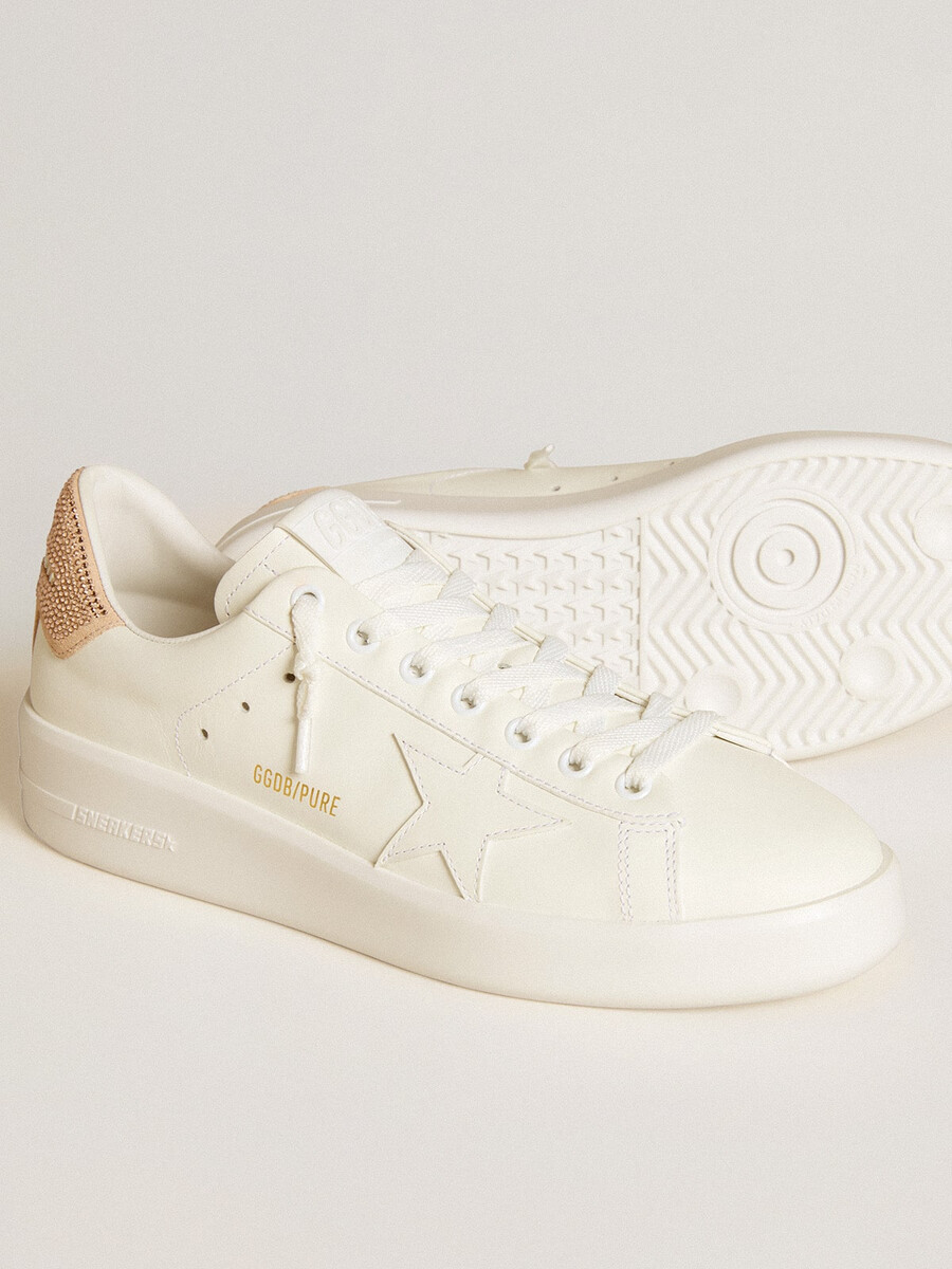 purestar met leren ster en suède hielstuk met swarovski-kristallen.