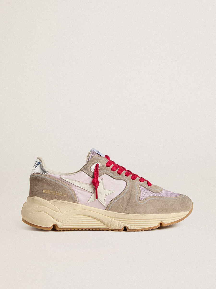 running sole ltd in roze nylon met witte leren ster