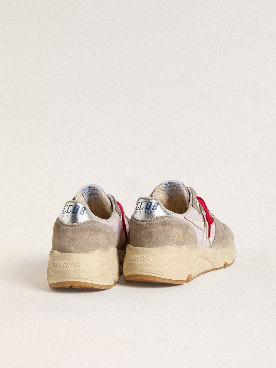running sole ltd in roze nylon met witte leren ster