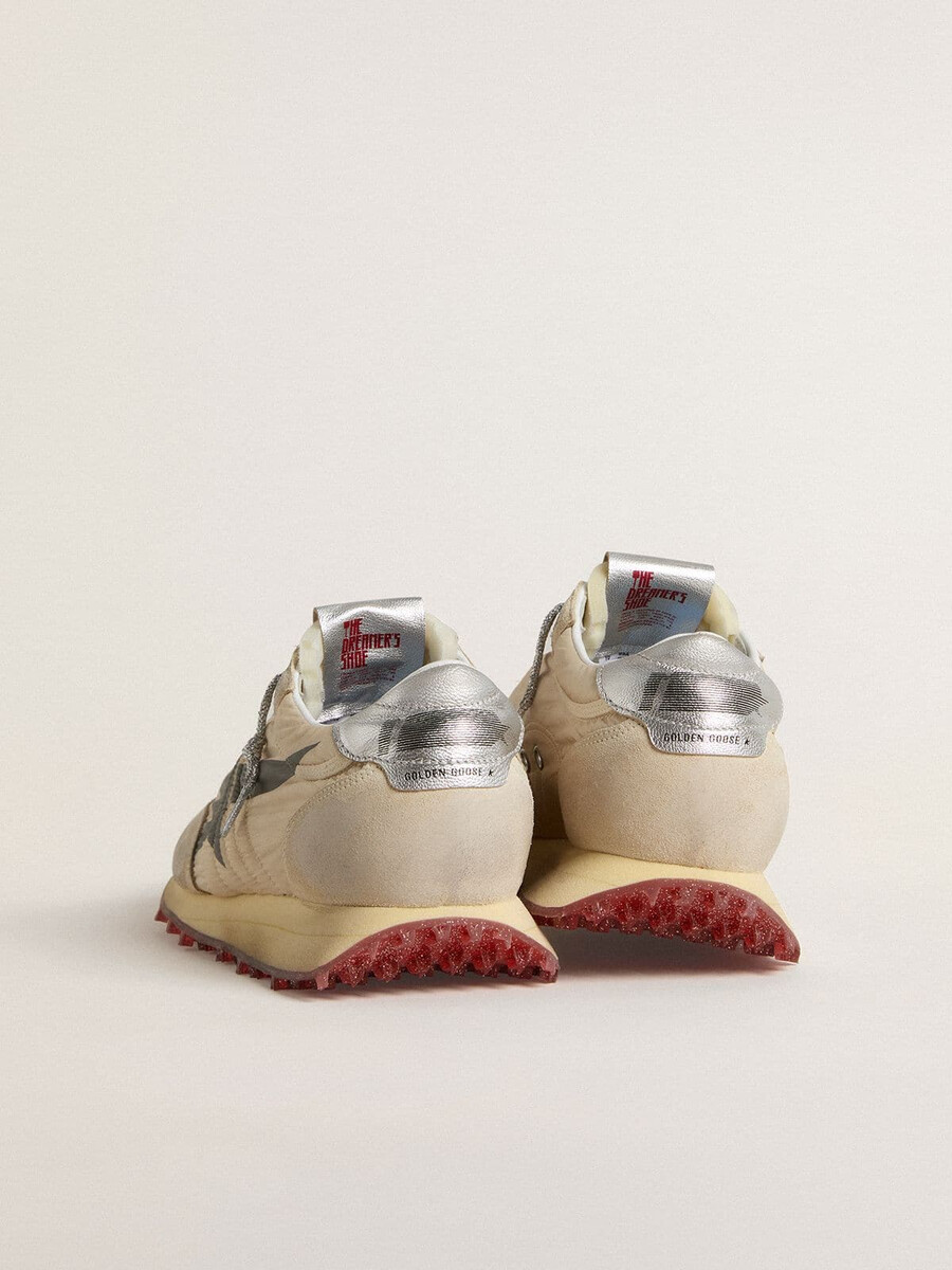 marathon herenschoen met beige nylon bovenkant en grijze ster