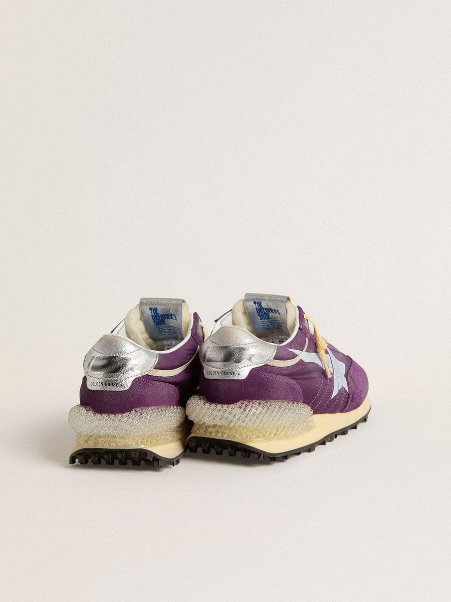 marathon herenschoen met paars nylon bovenwerk en witte ster.