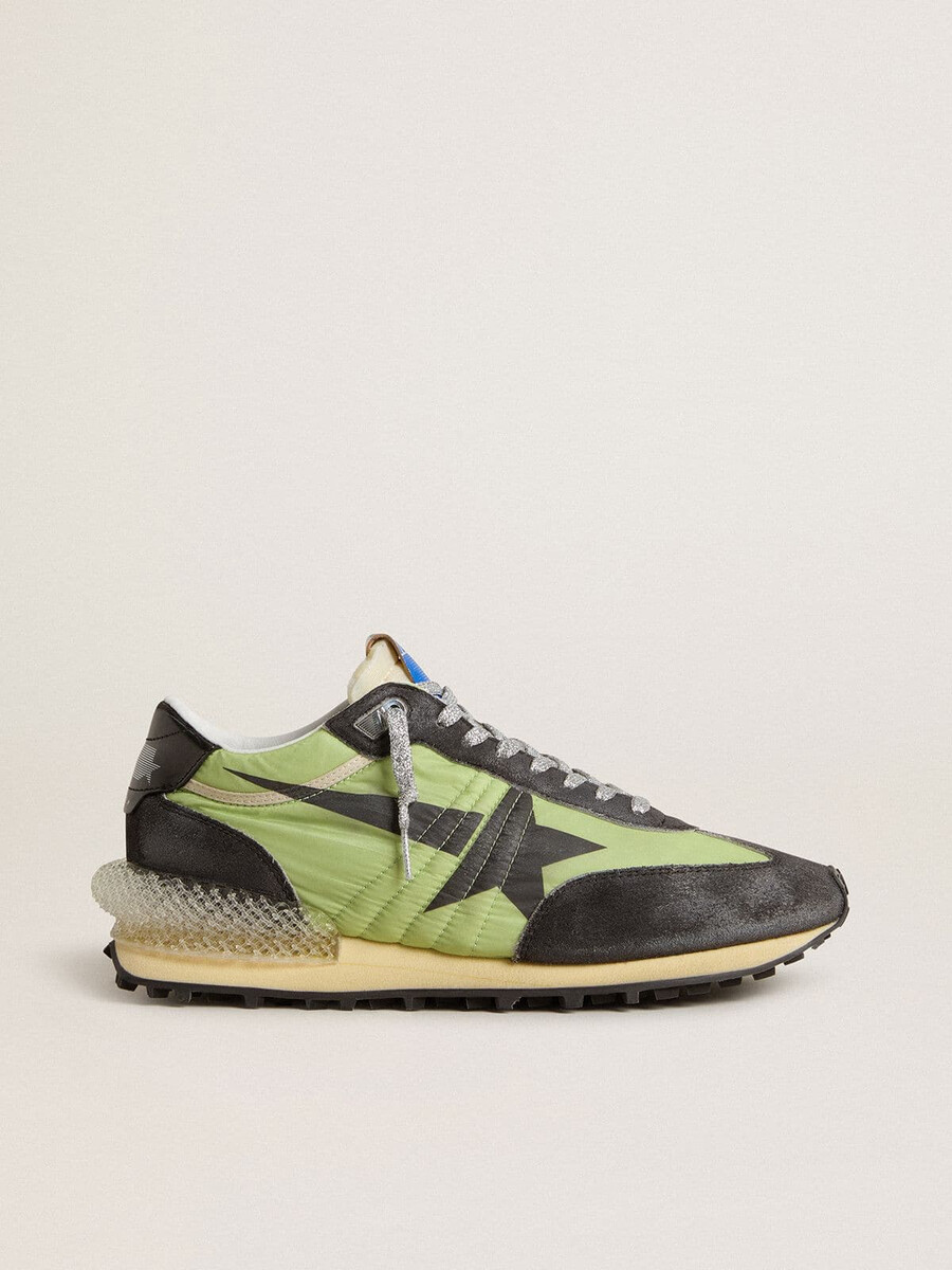 marathon herenschoen met groen nylon bovenwerk en zwarte ster