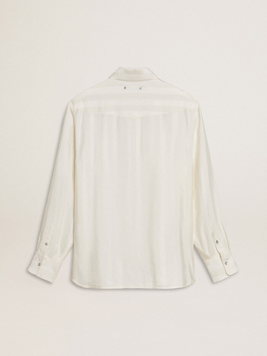 oversized versleten wit herenoverhemd met verticale strepen