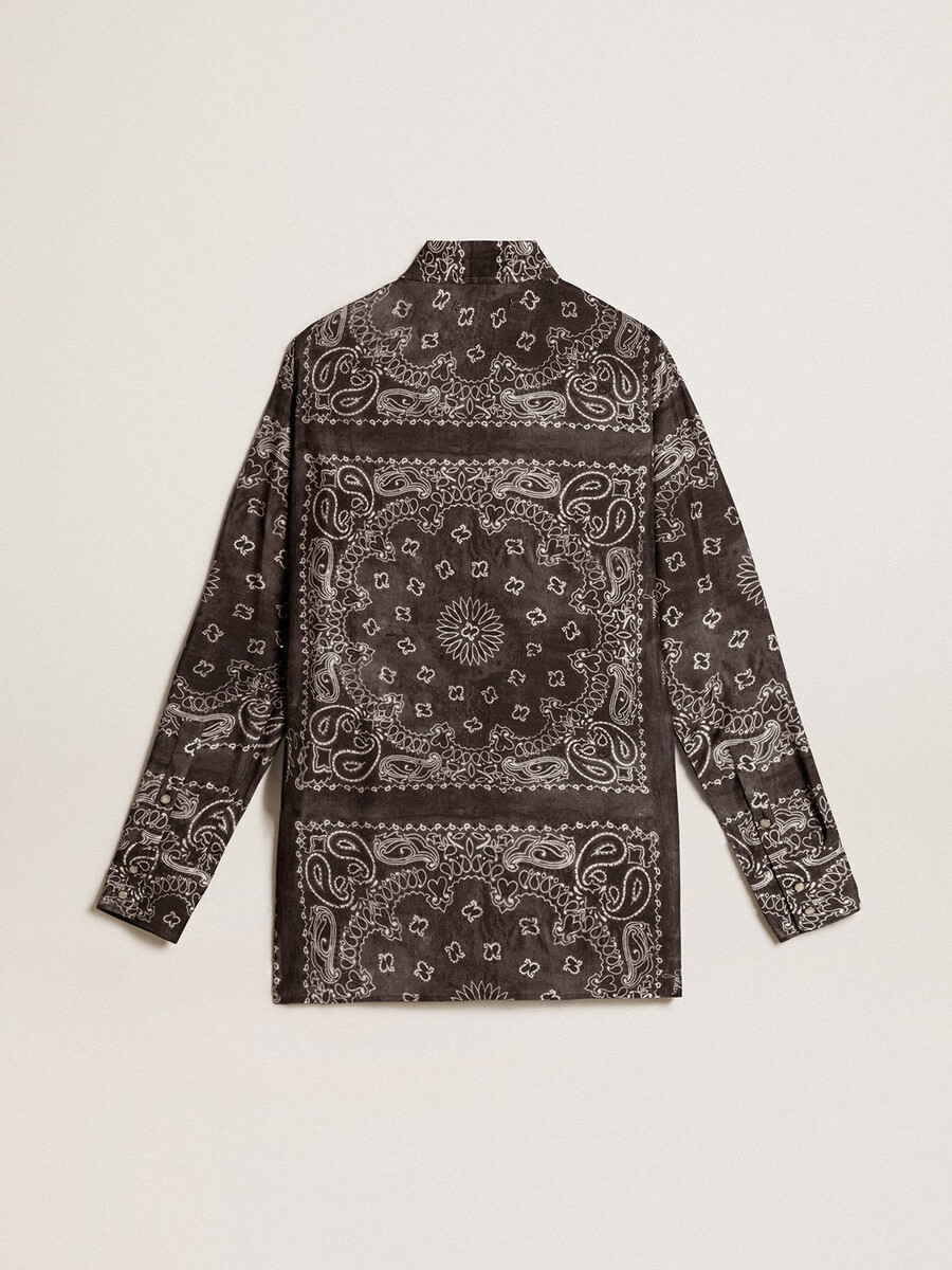 pyjamahemd in antracietgrijs met paisleyprint