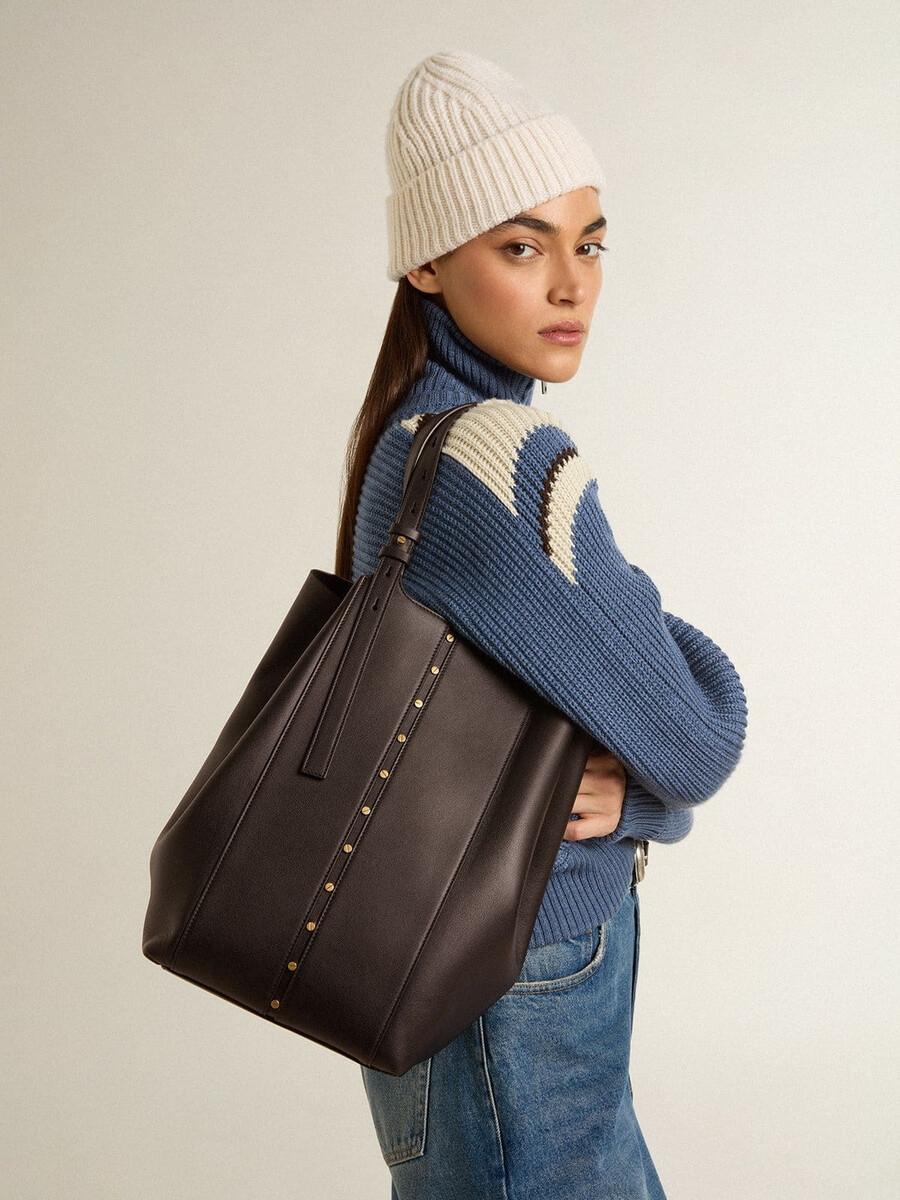 247 bag north south in zwart leer met verstelbare handvatten