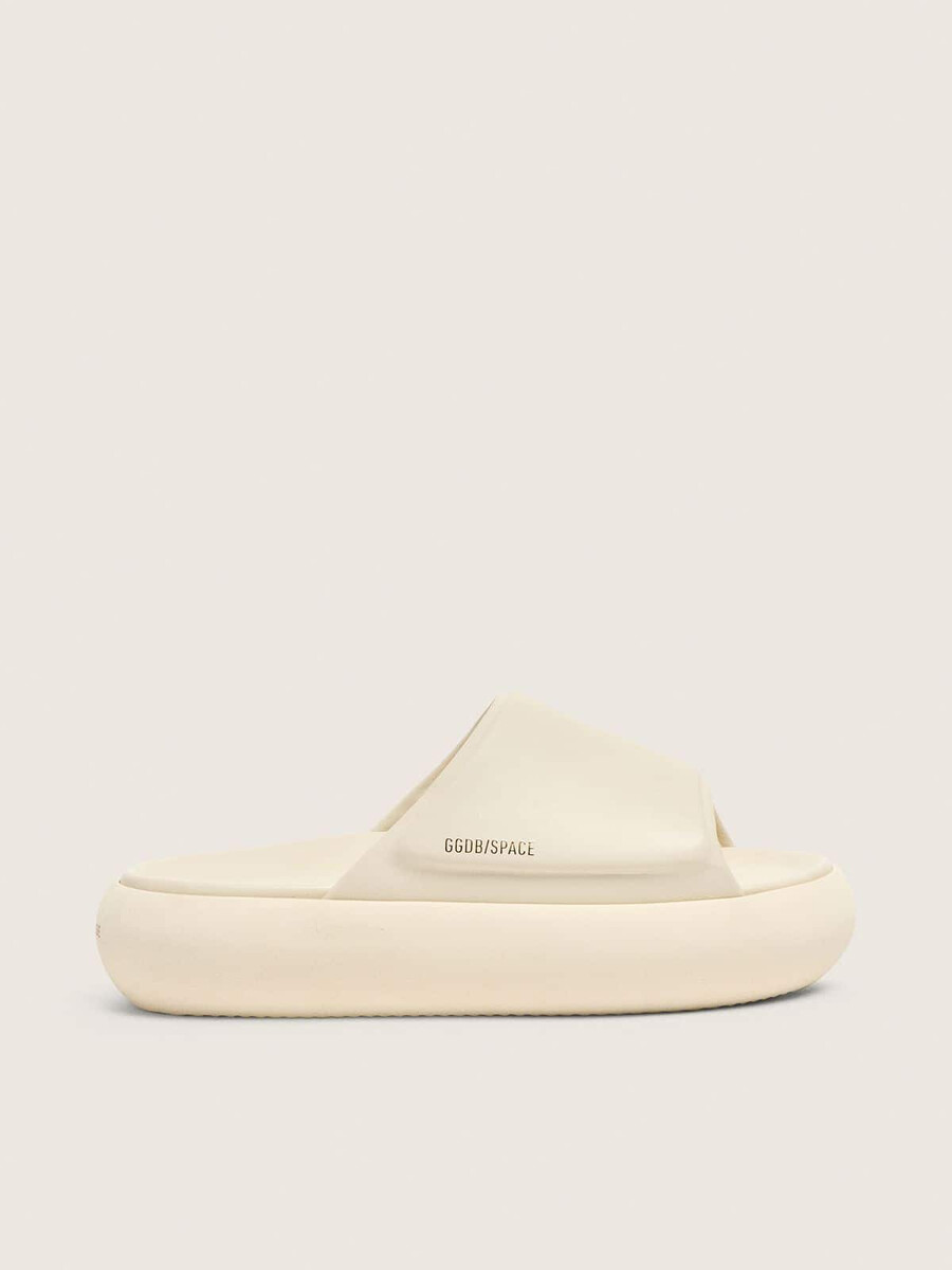 space-star slippers voor heren in wit leer