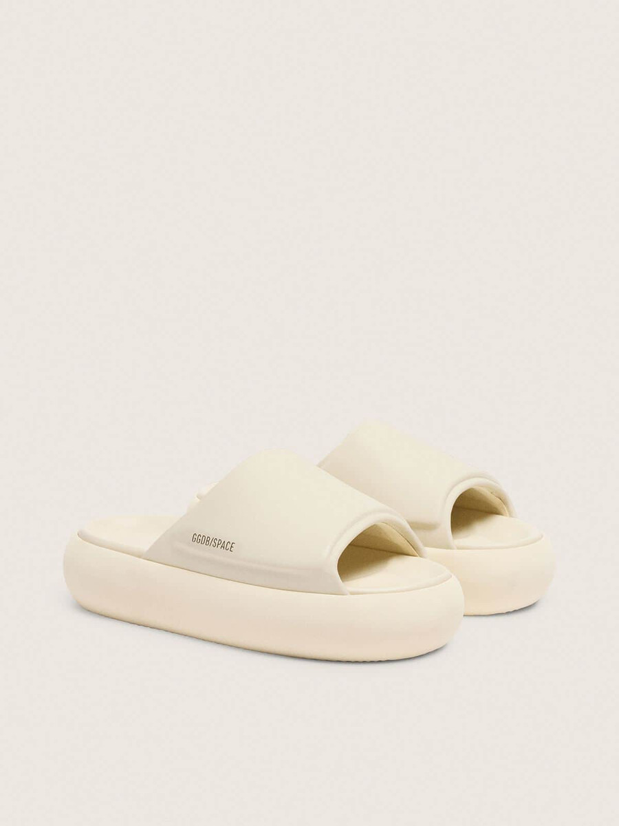space-star slippers voor heren in wit leer
