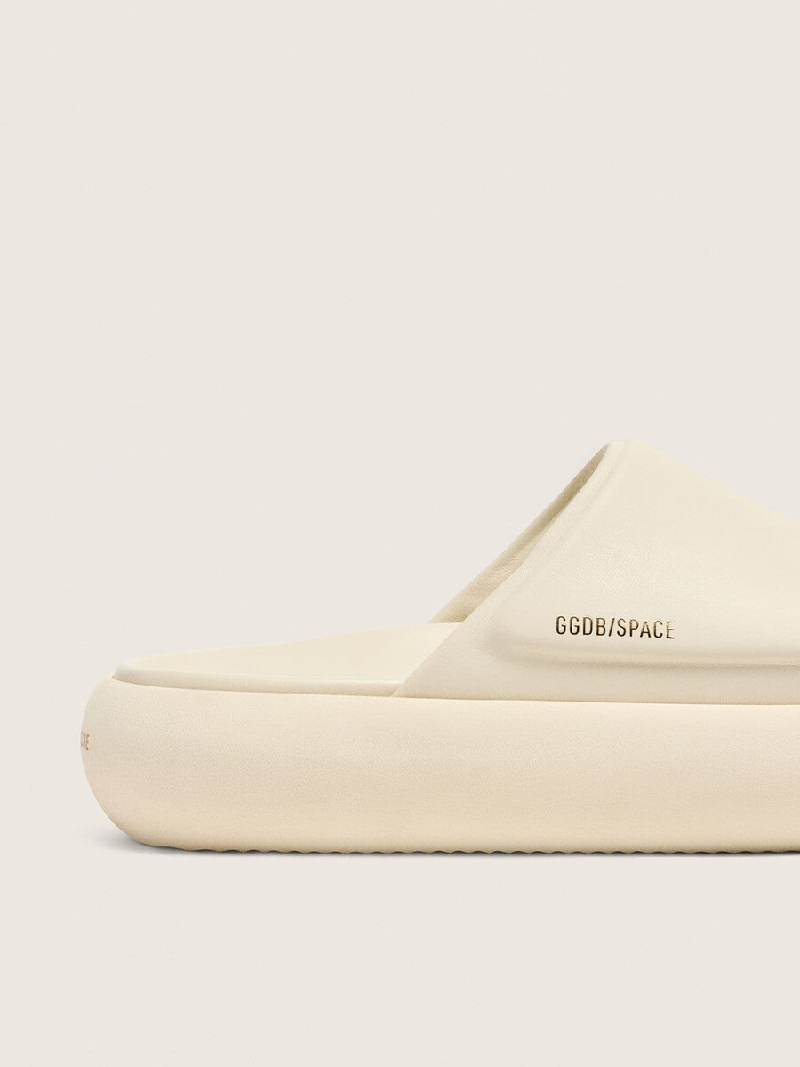 space-star slippers voor heren in wit leer