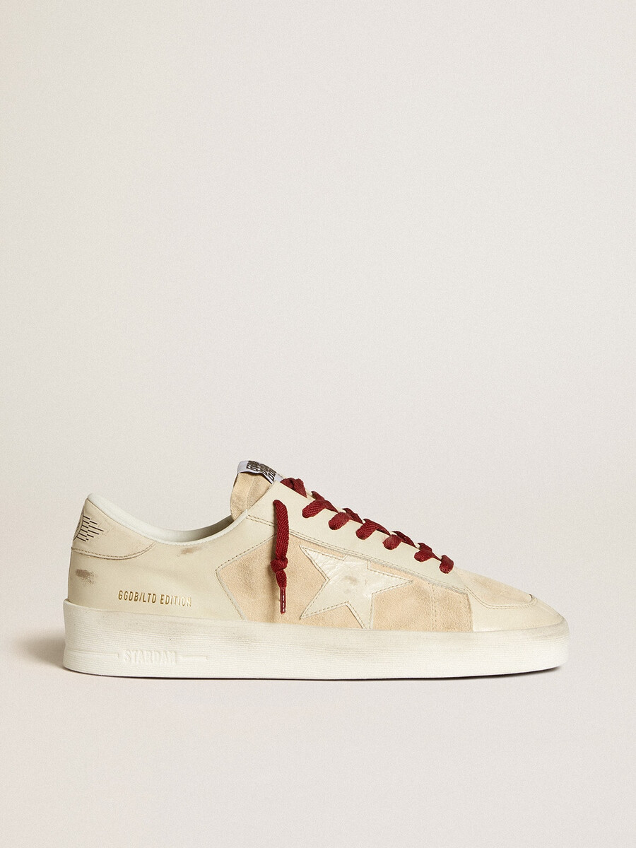 stardan ltd herensneakers van suède met een witte lakleren ster en hielstuk.