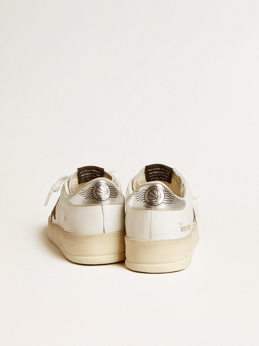 dames stardan in nappaleer met glitterster en metallic leren hielstuk.