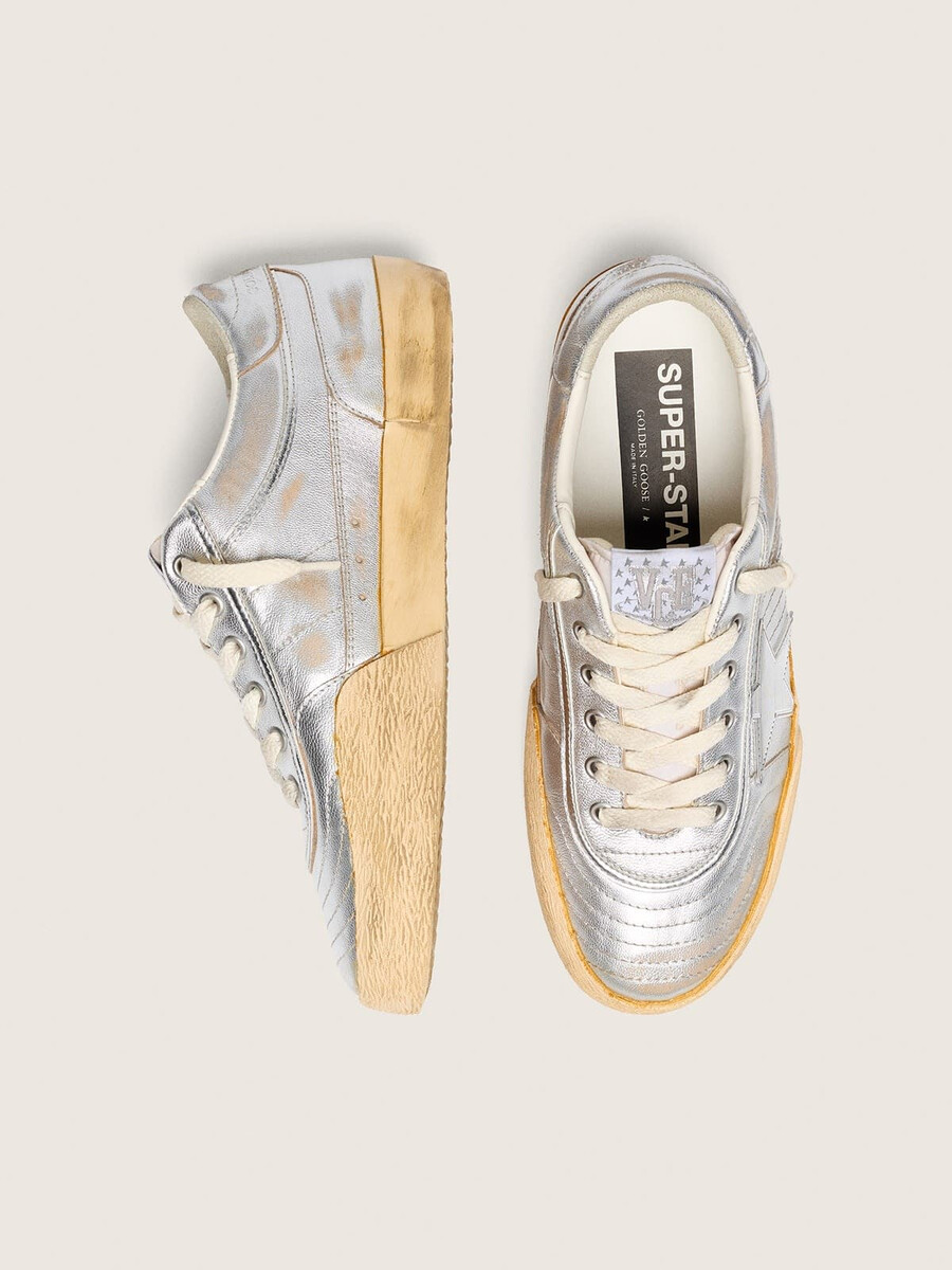 heren super-star lab in metallic nappaleer met zilveren tpu-ster