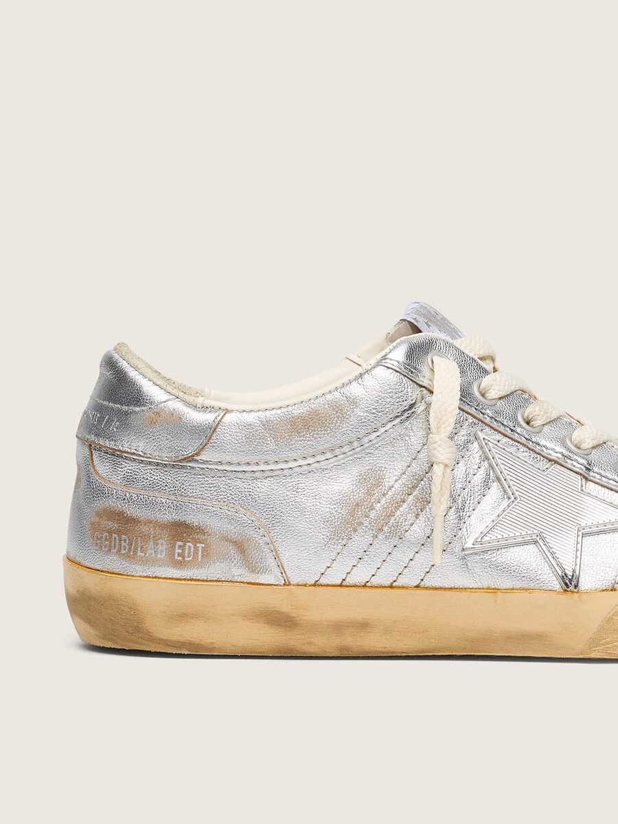 heren super-star lab in metallic nappaleer met zilveren tpu-ster