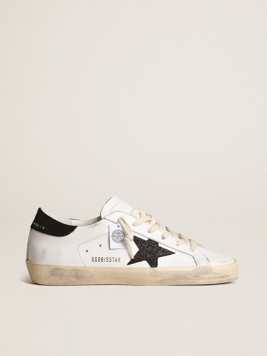sneaker in zwart met swarovski-kristallen model super-star ltd voor dames
