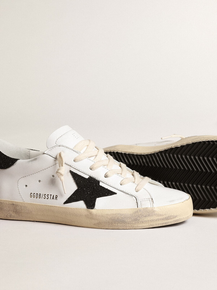 sneaker in zwart met swarovski-kristallen model super-star ltd voor dames