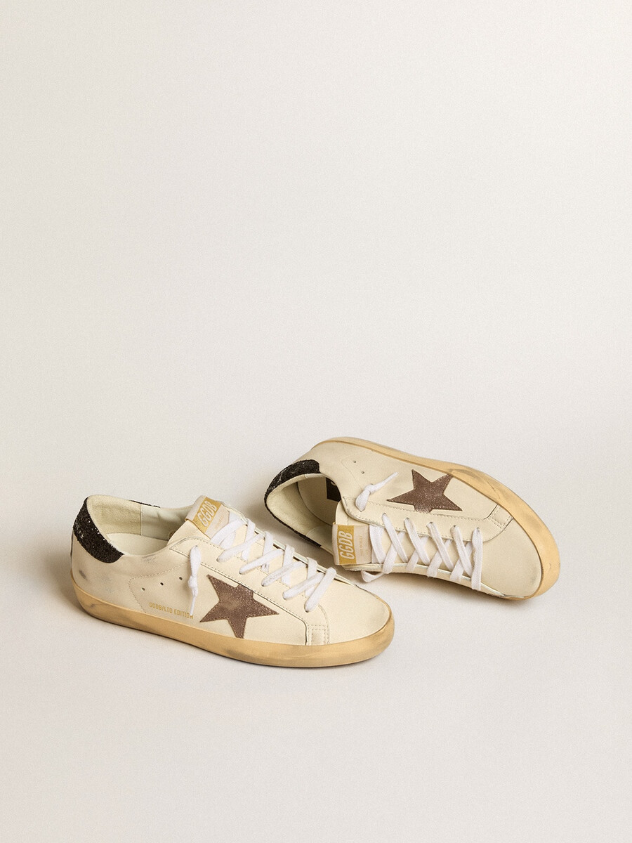 super-star ltd met gelamineerde leren ster en zwarte glitter hielstuk