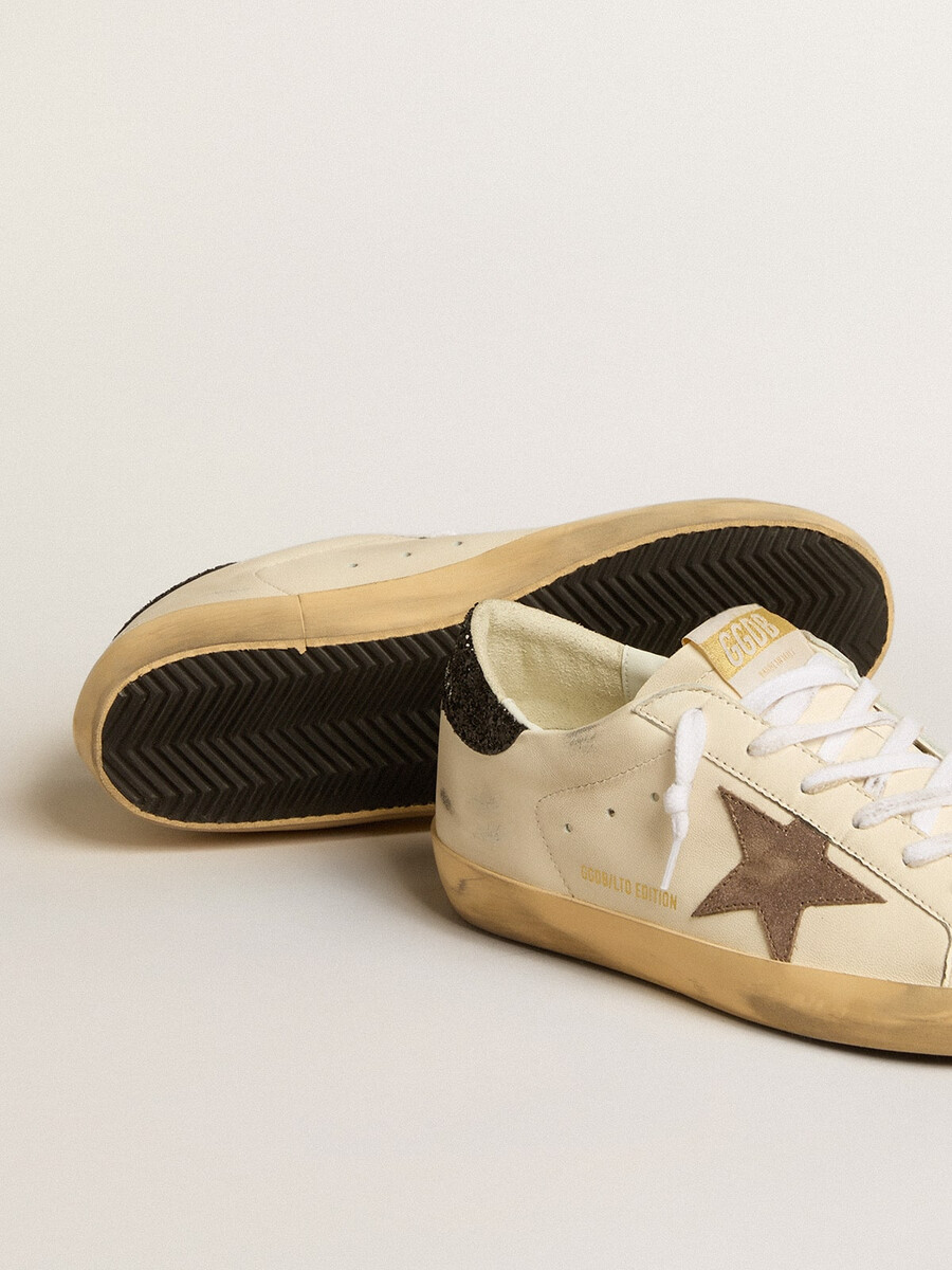 super-star ltd met gelamineerde leren ster en zwarte glitter hielstuk