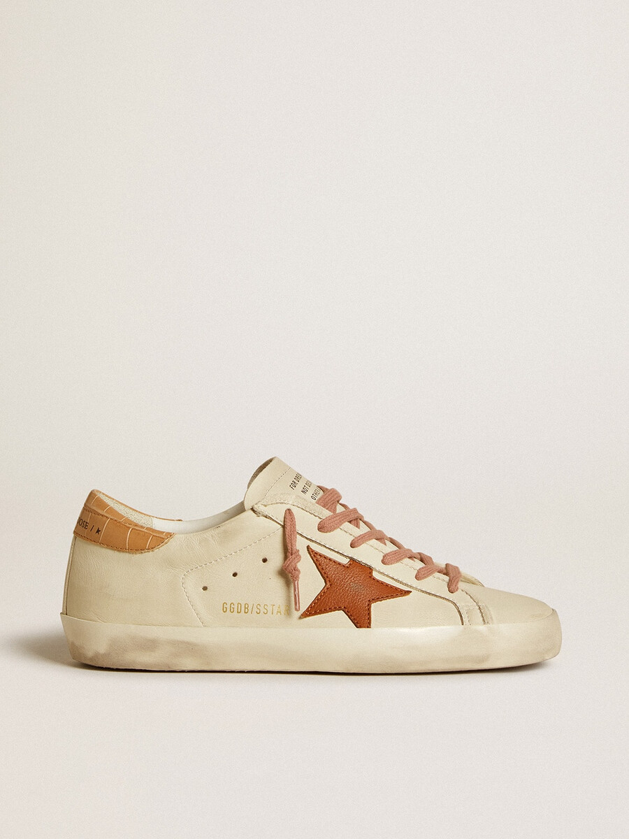 dames super-star met leren ster en hielstuk van leer met krokodillenprint