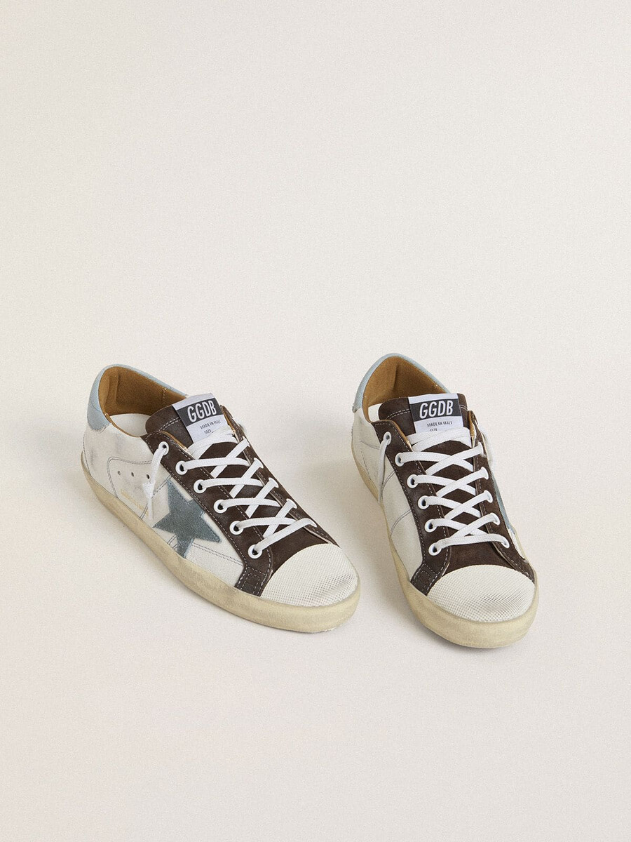 dames ltd super-star met lichtblauwe suède ster en lichtblauwe canvas hielband.