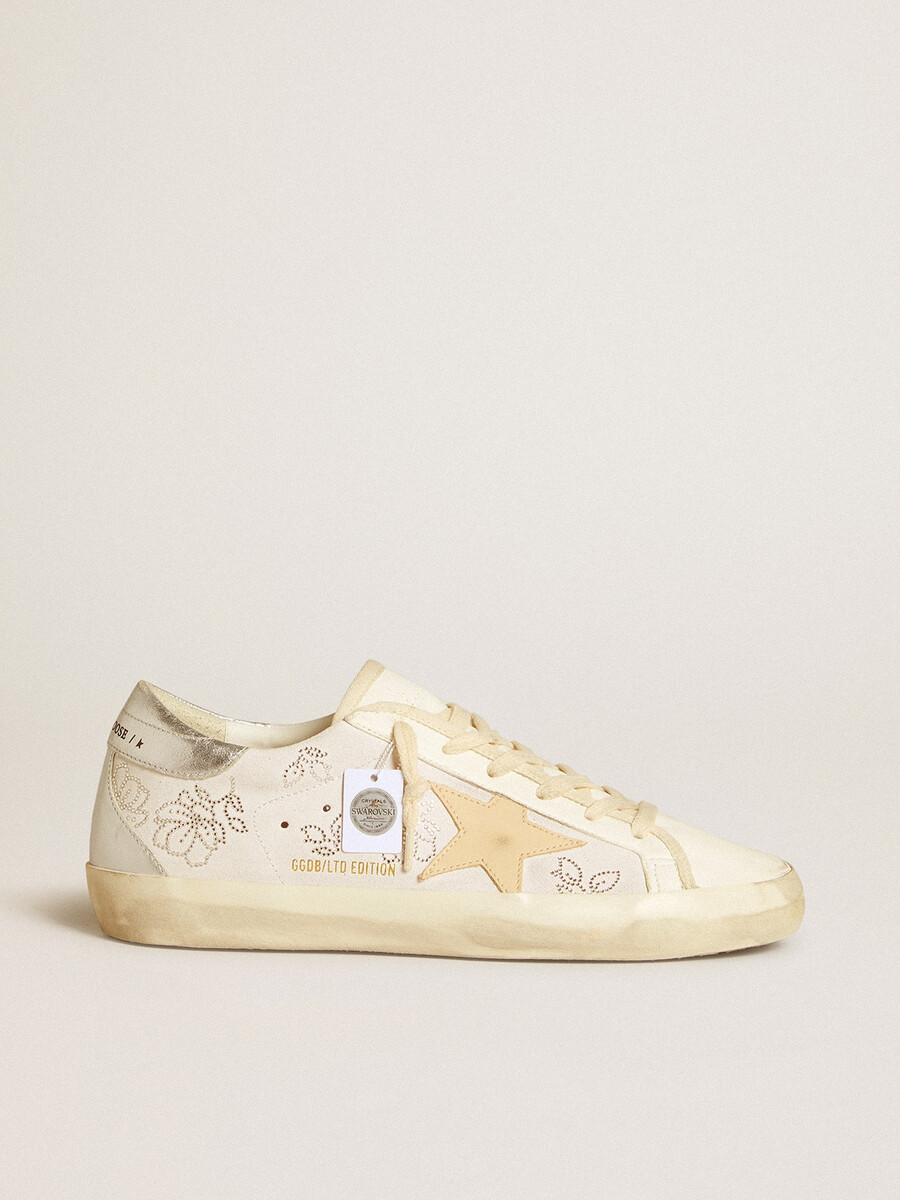 dames superster met swarovski-kristallen en rookgrijze leren ster