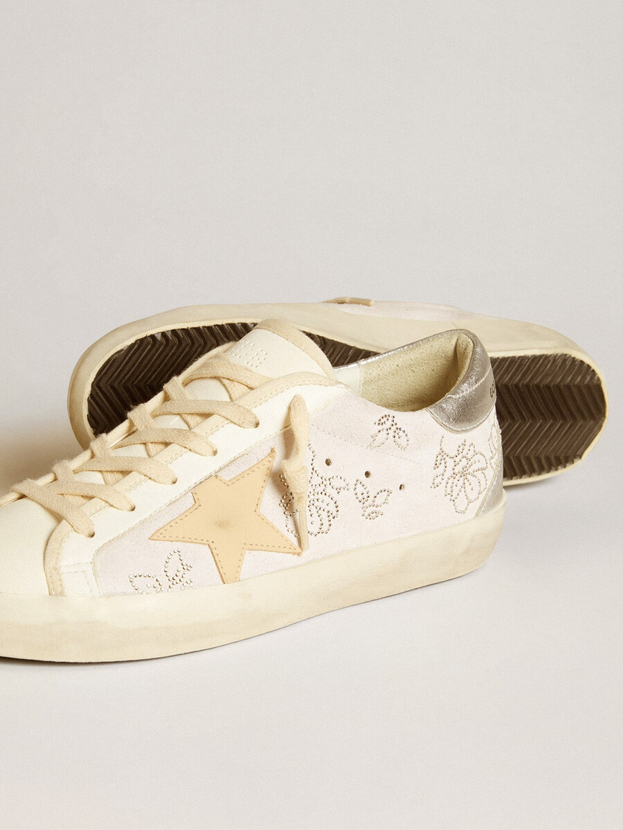 dames superster met swarovski-kristallen en rookgrijze leren ster