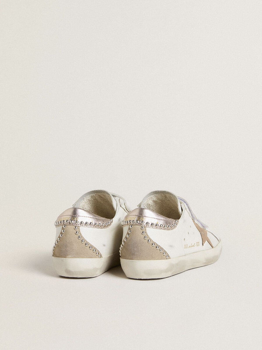 dames old school ltd met roségouden metallic leren ster en hielstuk.