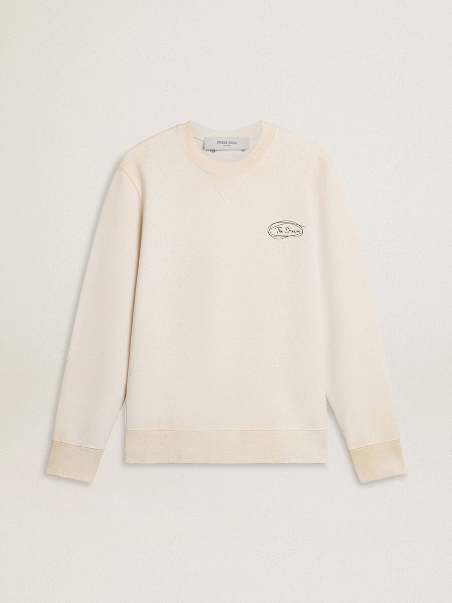 herensweatshirt in versleten wit met print
