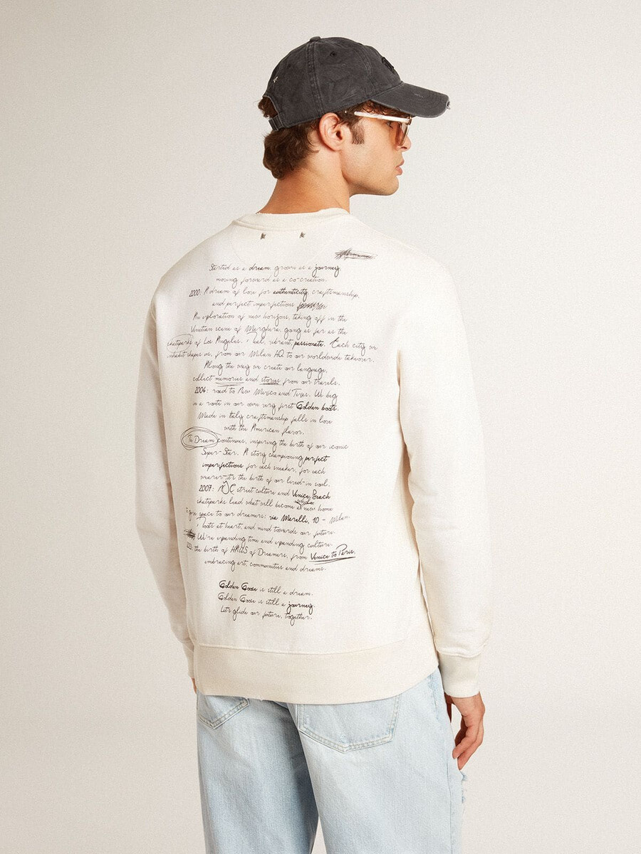 herensweatshirt in versleten wit met print