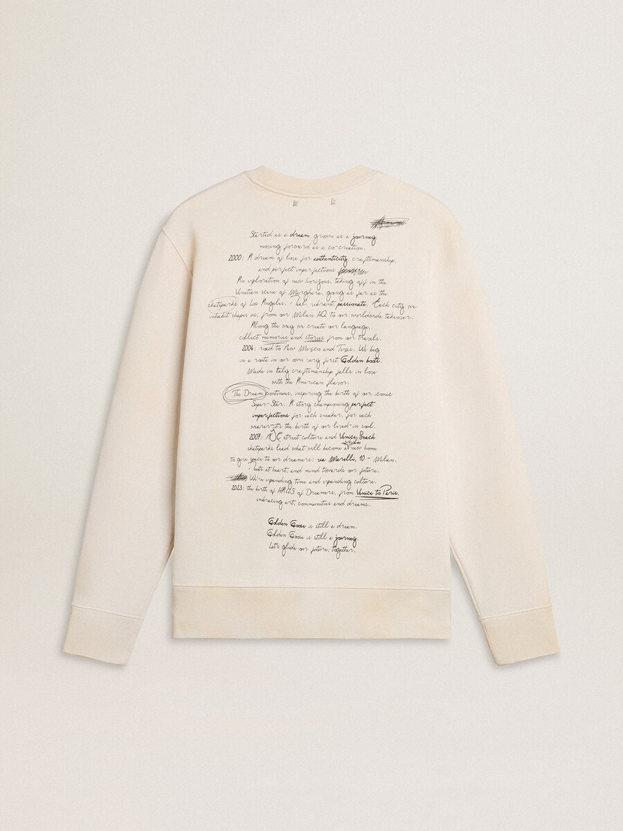 herensweatshirt in versleten wit met print