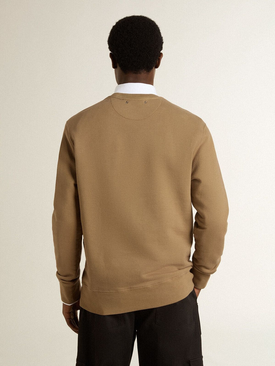 beige katoenen herensweatshirt met print op de voorkant
