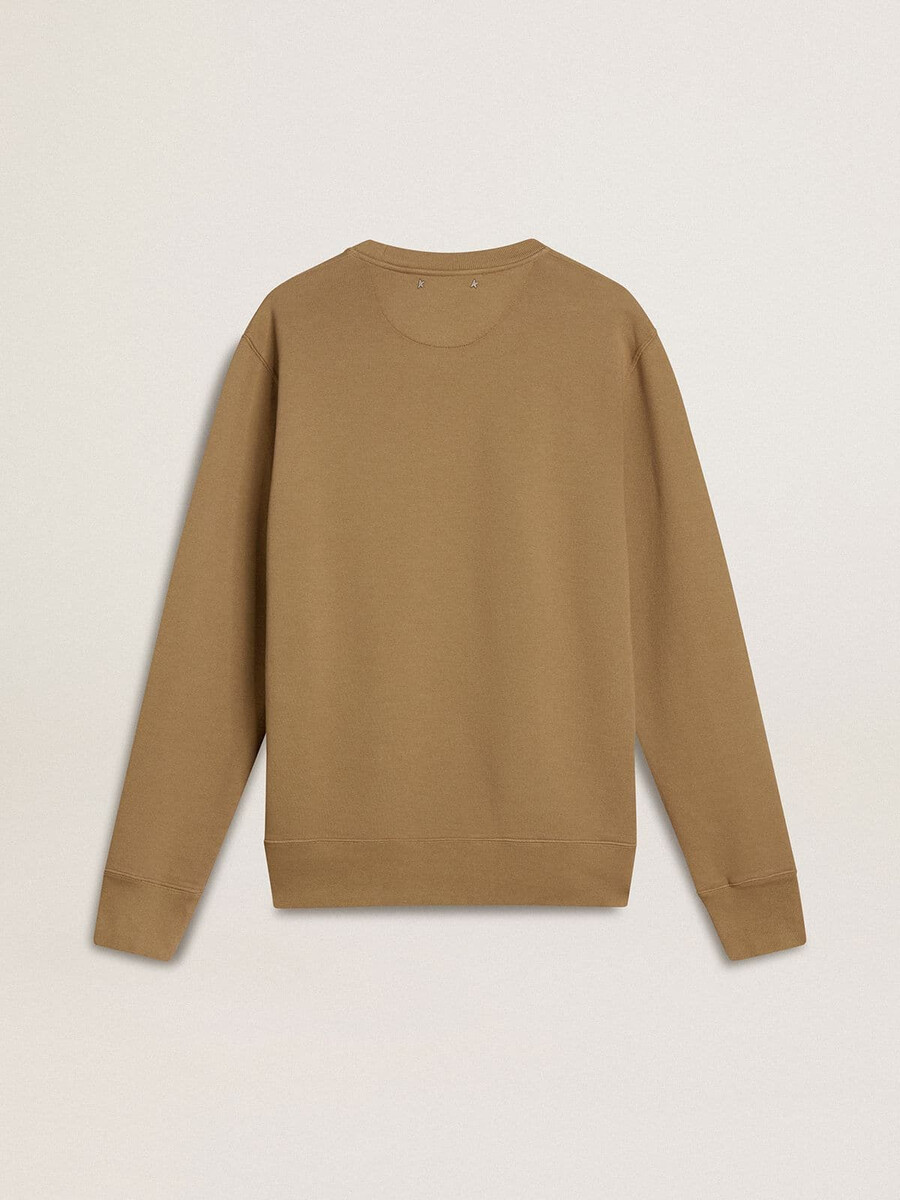 beige katoenen herensweatshirt met print op de voorkant