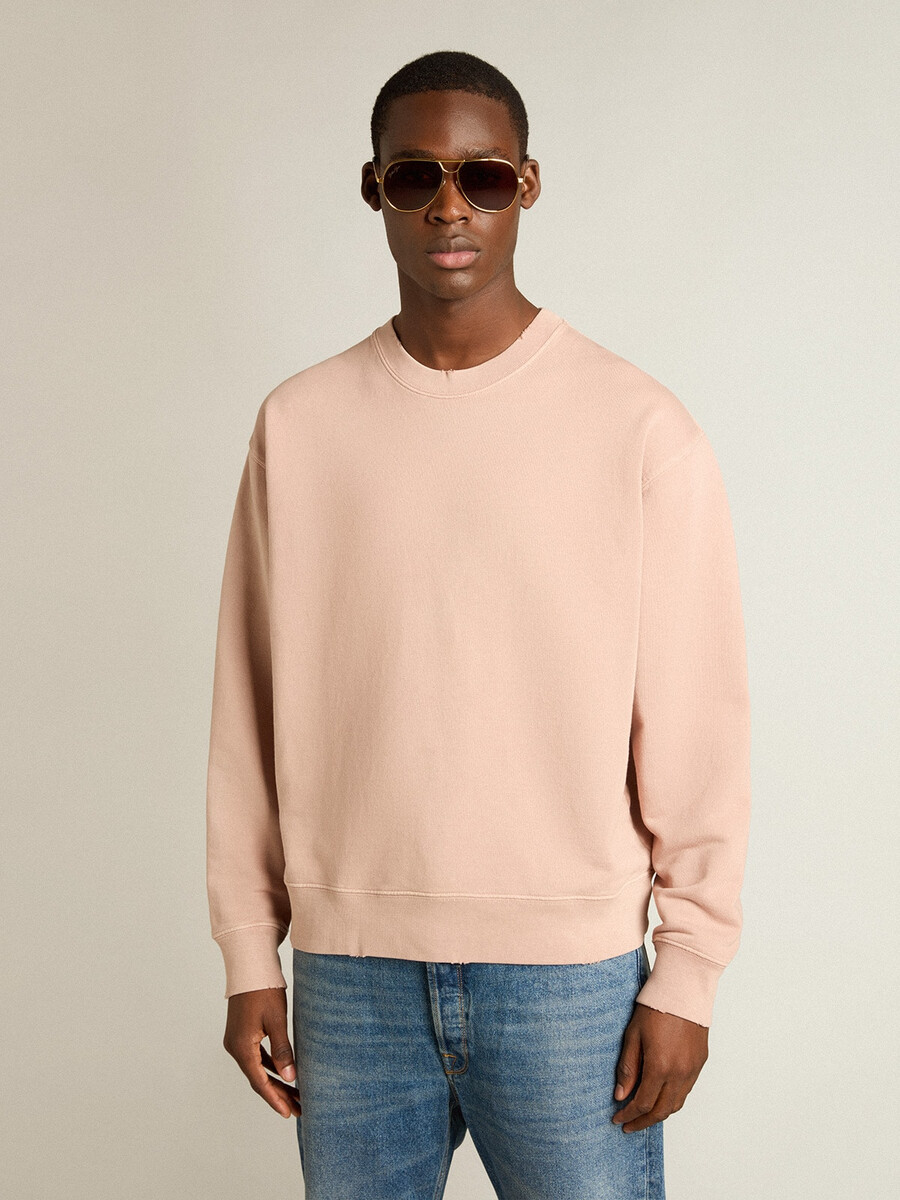 poederroze sweatshirt met omgekeerd logo op de achterkant - jersey capsule