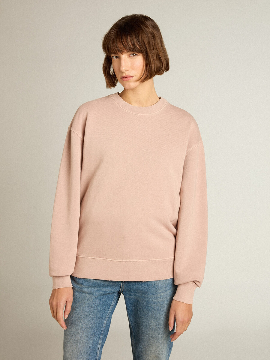 poederroze sweatshirt met omgekeerd logo op de achterkant - jersey capsule