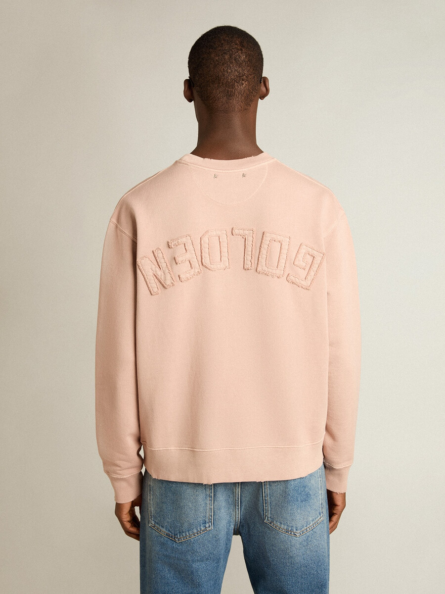 poederroze sweatshirt met omgekeerd logo op de achterkant - jersey capsule