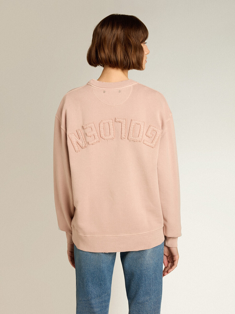 poederroze sweatshirt met omgekeerd logo op de achterkant - jersey capsule