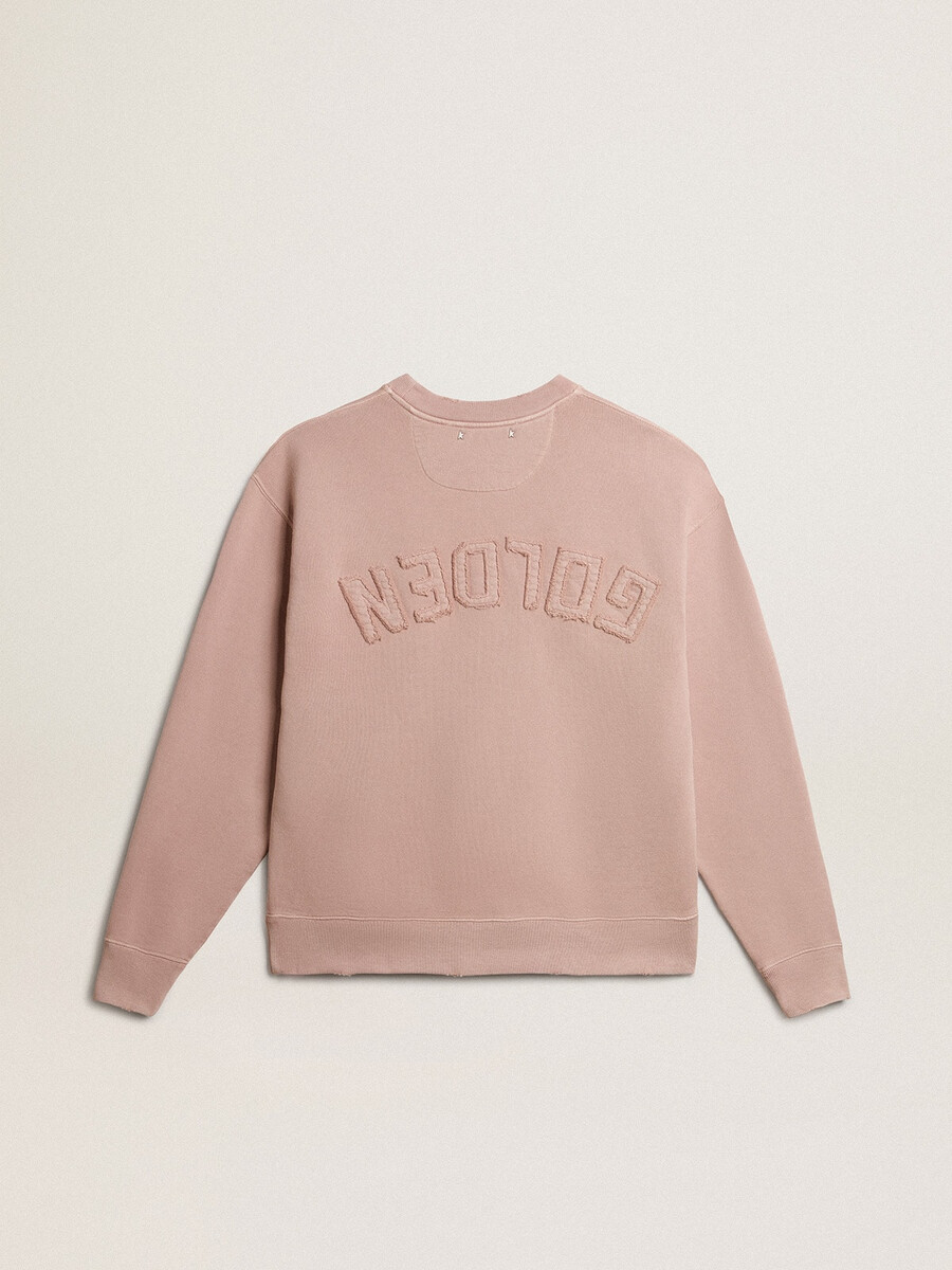 poederroze sweatshirt met omgekeerd logo op de achterkant - jersey capsule