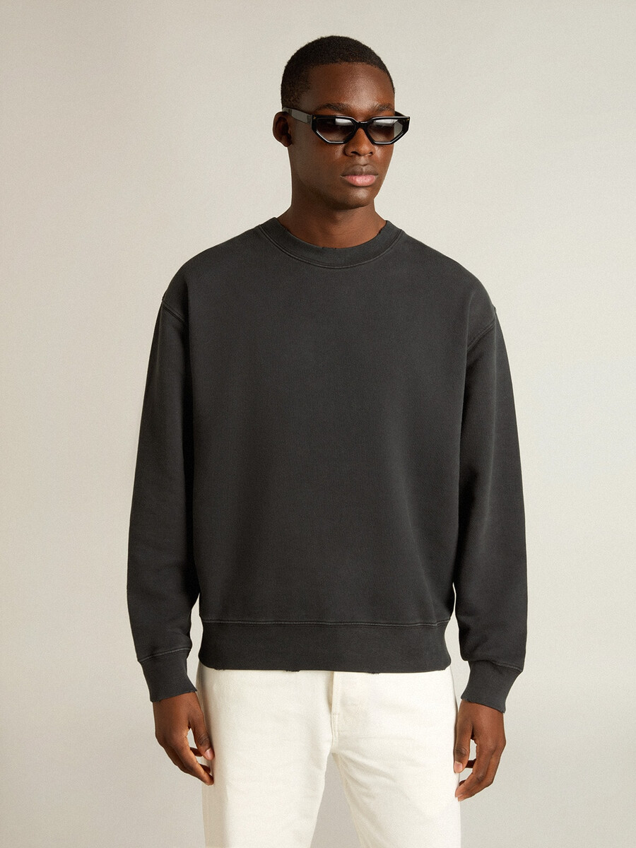sweatshirt in gewassen zwart met omgekeerd logo op de achterkant - jersey capsule