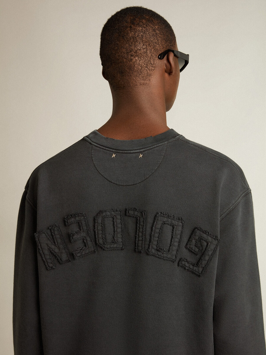 sweatshirt in gewassen zwart met omgekeerd logo op de achterkant - jersey capsule
