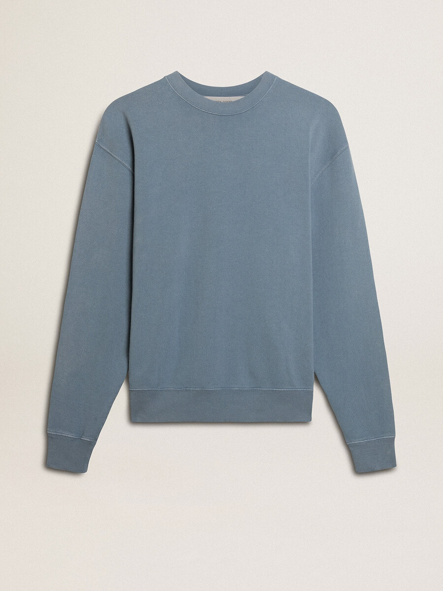 lichtblauwe sweater met omgekeerd logo op de achterkant - jersey capsule