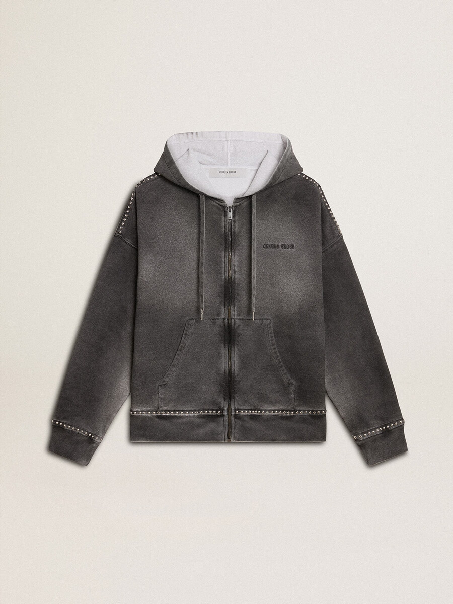 sweatshirt met antracietkleurig spuiteffect en studs.
