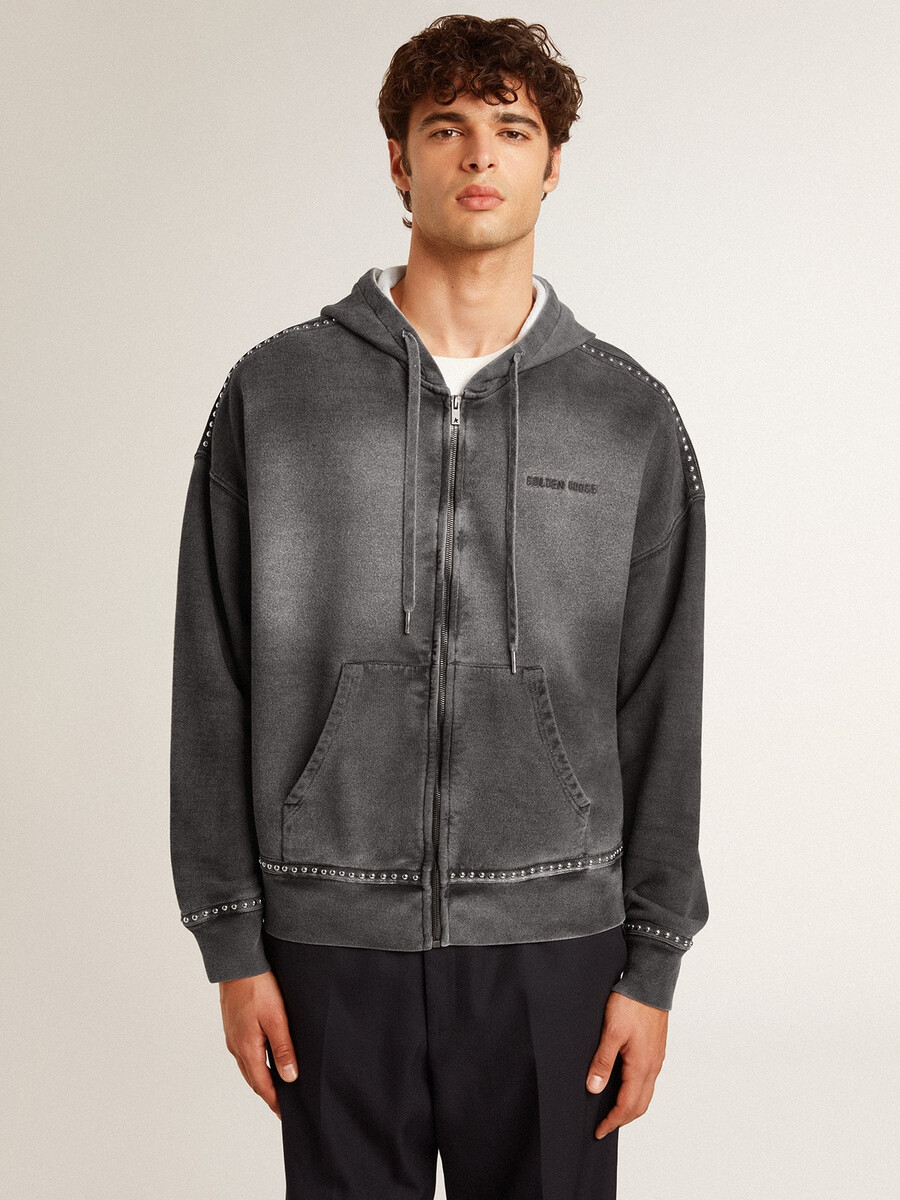 sweatshirt met antracietkleurig spuiteffect en studs.