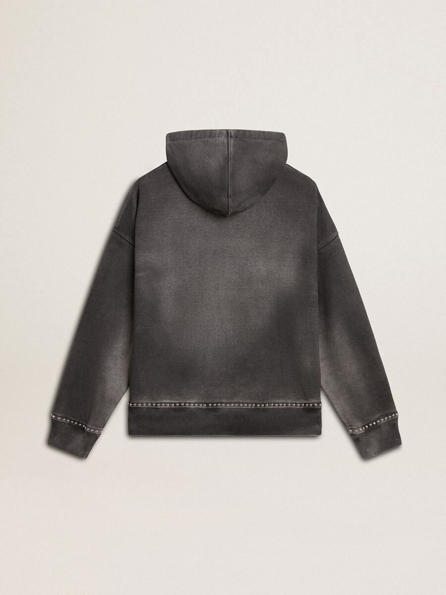 sweatshirt met antracietkleurig spuiteffect en studs.