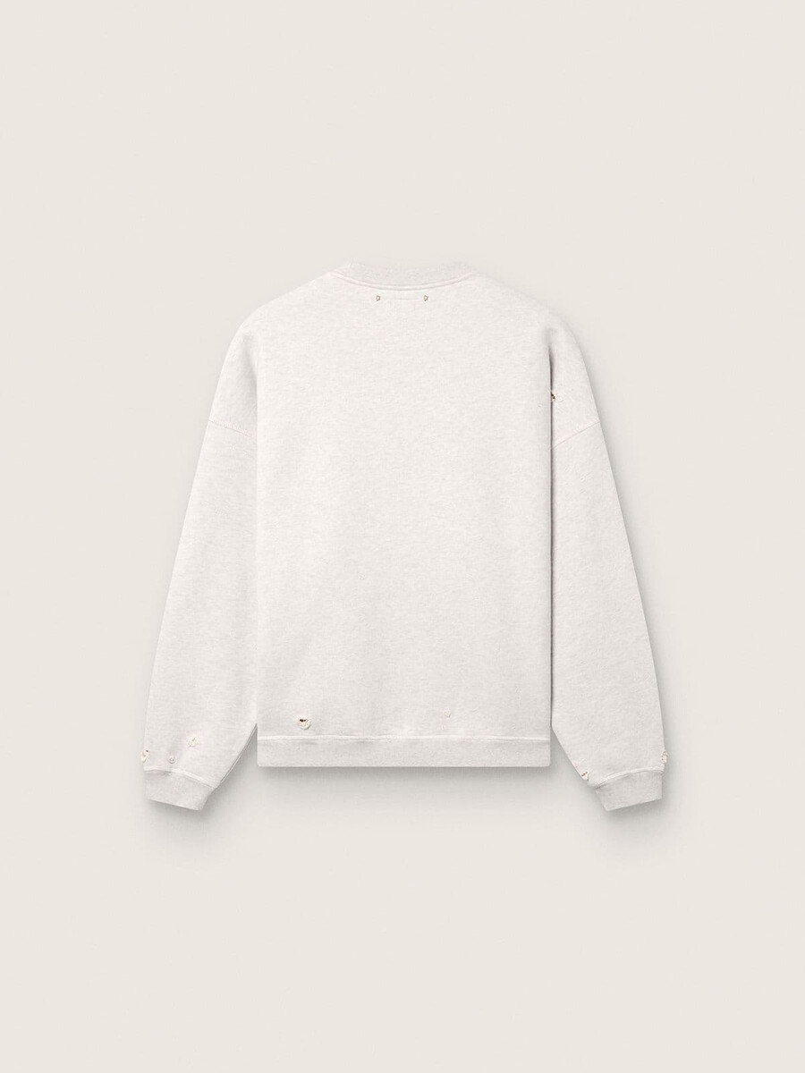 unisex sweatshirt met sterrenprint in grijs gemêleerd katoen met star-borduurwerk.